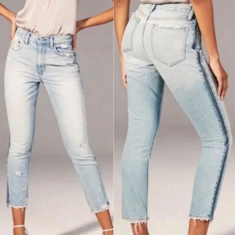 ABERCROMBIE | Annie High Rise Girlfriend Jeans Side Zippers | 14